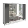 A&J MöbelLand VENA 3-Door Sliding-Door Wardrobe with Drawers and Mirror, 200 cm, White/Graphite view 2