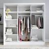 A&J MöbelLand VENA 3-Door Sliding-Door Wardrobe with Drawers and Mirror, 200 cm, White/Graphite view 3