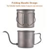 ERYUE Premium Ti Pour-Over Coffee Kettle with Folding Handle and Modern Design for Coffee Lovers (Kettle and Cup) view 3