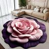 SXHEYUY Optical Illusion Rug, 3D Flower Floor Mat, Round Rug for Bedroom, Living Room and Bathroom, 3D Illusion Floor Mat, Housewarming Gift, B, 160 × 160 cm view 1