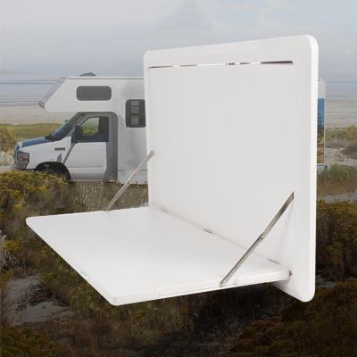 Folding Outdoor Table for RVs, Wall-Mounted, 80 x 45 cm, 25 kg Capacity, White