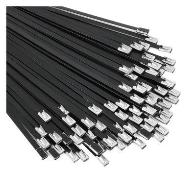 100 Coated 304 Stainless Steel Cable Ties, 7.9 x 300 mm