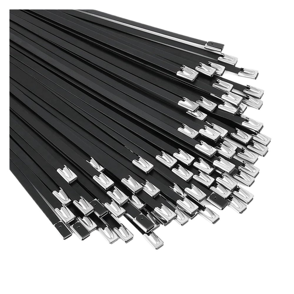 100 Coated 304 Stainless Steel Cable Ties, 7.9 x 300 mm