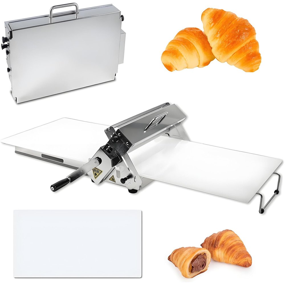 LHUITUI Manual Dough Sheeter, Stainless Steel, 0–25 mm, for Croissants and Pizza Dough, Type S