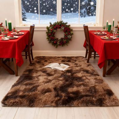 GUOJUN Shaggy Area Rug 150 x 270 cm, Washable, Soft, Non-Slip, Brown