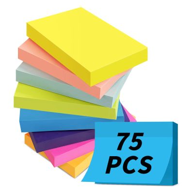 AMFUN 24-Pack Sticky Notes, 51 x 36 mm, 1,800 Sheets, Repositionable