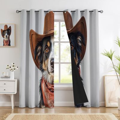 CEDNXOER Gray Blackout Curtains with German Shepherd Print, 2-Piece Set, 214 x 132 cm