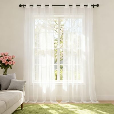 WUXXIANG Sheer Voile Curtain 125 x 85 cm, Semi-Transparent, White