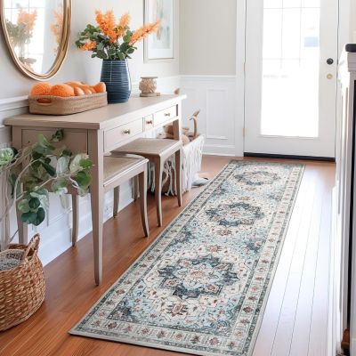 acsewater Vintage Boho Low-Pile Runner Rug for Living Room, 60 x 240 cm