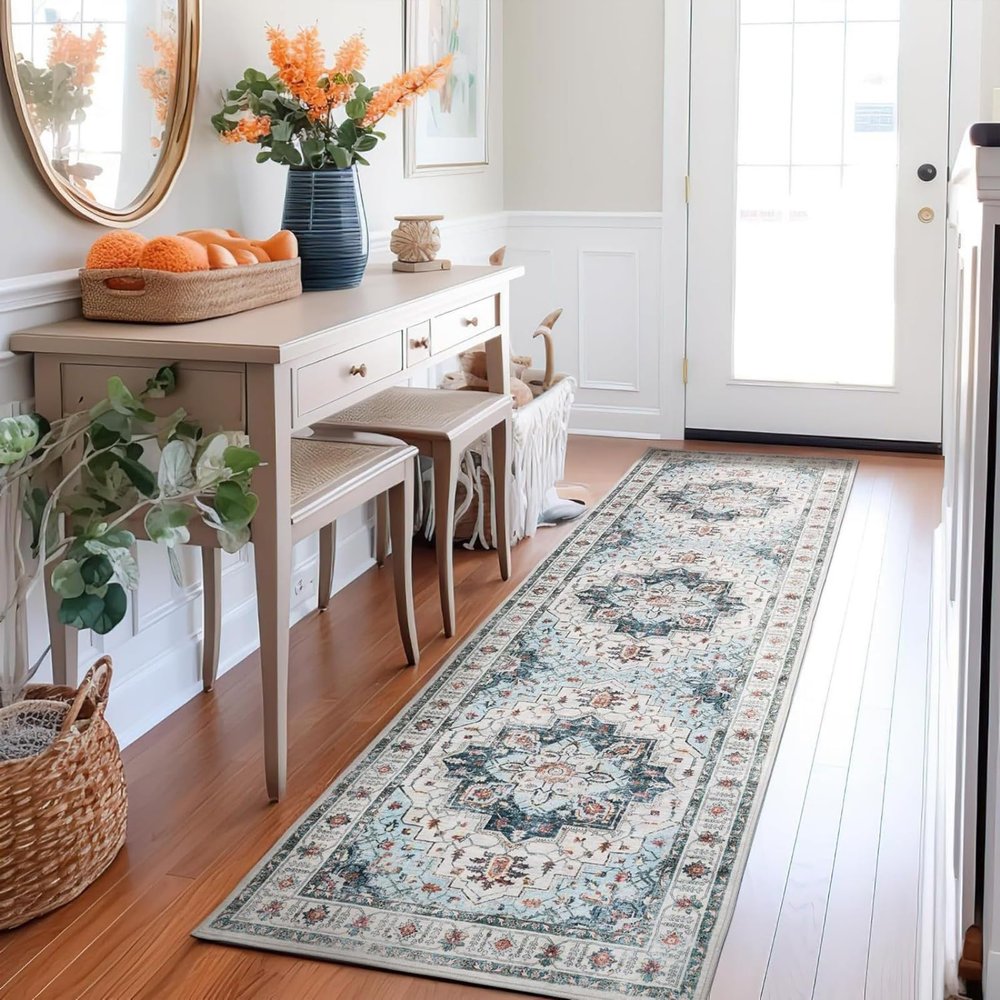 acsewater Vintage Boho Low-Pile Runner Rug for Living Room, 60 x 240 cm