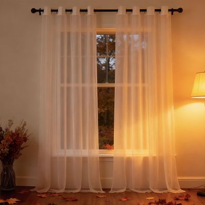 WUXXIANG Sheer Voile Curtain 90 x 101 cm, Semi-Transparent, White