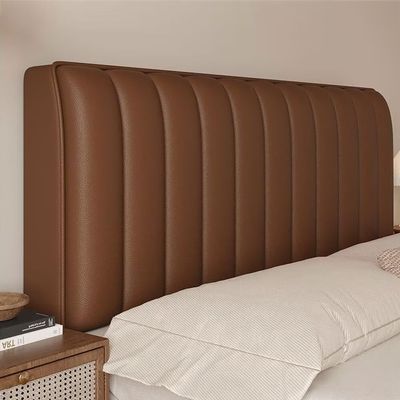 200 cm Brown Leather Headboard Cover, 3 cm Thick, Full Coverage