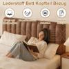 200 cm Brown Leather Headboard Cover, 3 cm Thick, Full Coverage view 2