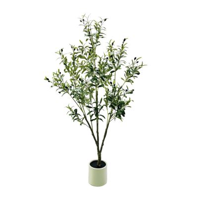 Artificial Olive Tree, 150 cm, with White Pot, Realistic Leaves and Fruit