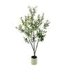 Artificial Olive Tree, 150 cm, with White Pot, Realistic Leaves and Fruit view 1