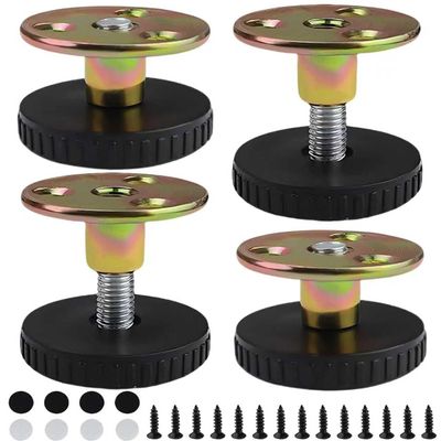 4 Adjustable Furniture Feet, 26–40 mm, Black Carbon Steel