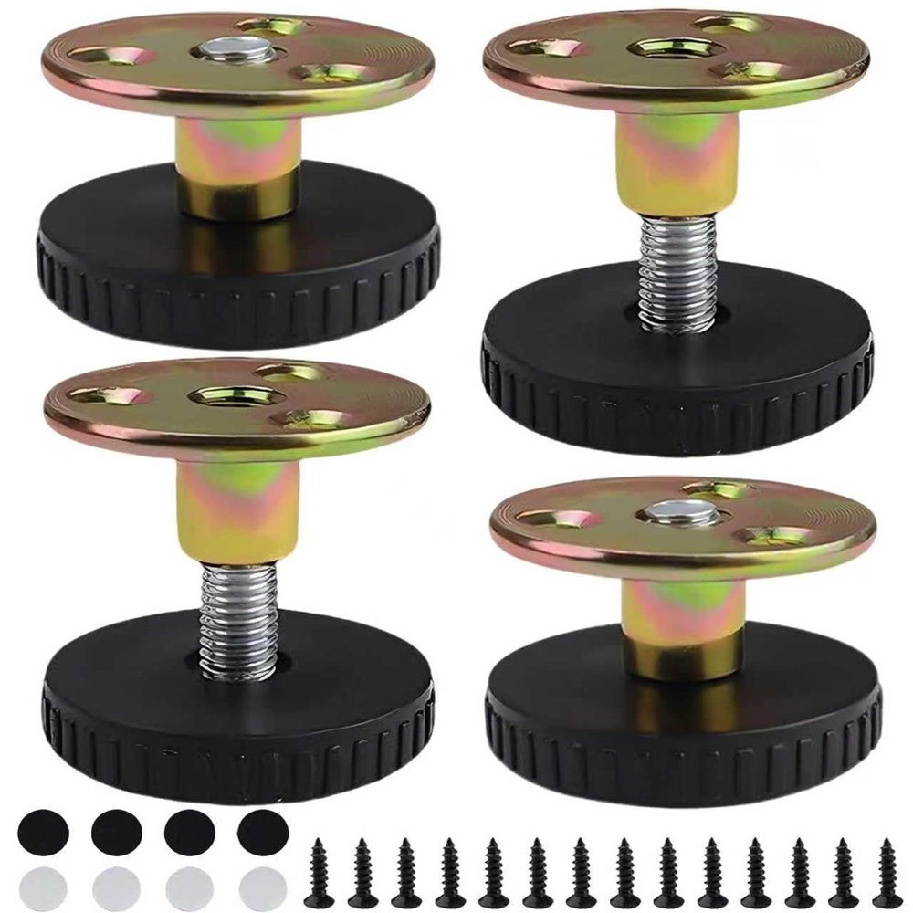 4 Adjustable Furniture Feet, 26–40 mm, Black Carbon Steel