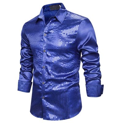 Men's Glitter Shirt, Long Sleeve 1980s Disco Outfit