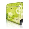 banjado Personalized Design Mailbox, 38.5 x 46.5 x 13 cm, White Steel, Chamomile Green view 1