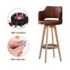 Modern Counter-Height Bar Stool, 360° Swivel, PU Leather, Wood Legs, 72 cm, Coffee view 3