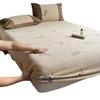 Plush Velvet Bedding Set with Deep-Pocket Fitted Sheet, Khaki, 180 x 200 cm view 1