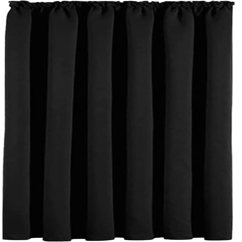 QINLIQIN Blackout Curtain with Ruffle Tape, 115 x 125 cm, Soft and Durable, Washable, 1-Piece Set, Black
