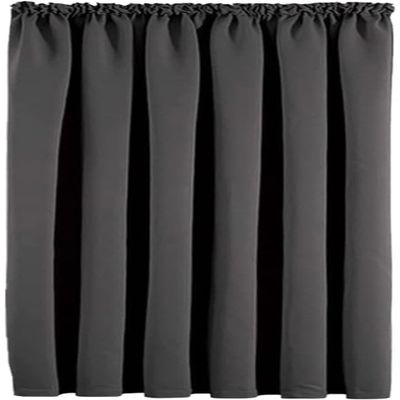 QINLIQIN Blackout Curtain with Gathered Tape, 110 x 140 cm, Gray, 1 Piece