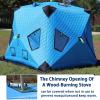 BESTXH Ice Fishing Tent with Floor, Insulated Shelter, Stove Pipe Opening, Waterproof Oxford Fabric, 4 Windows, Stakes, Ropes and Carry Bag, Camouflage, 2 x 2 m view 4