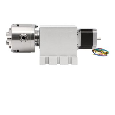 3-Jaw 80 mm CNC 4th-Axis Dividing Head/Rotary Axis/A-Axis Kit, NEMA23 Zero-Backlash Harmonic Gearbox + Tailstock