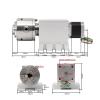 3-Jaw 80 mm CNC 4th-Axis Dividing Head/Rotary Axis/A-Axis Kit, NEMA23 Zero-Backlash Harmonic Gearbox + Tailstock view 2