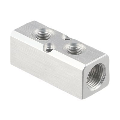FACAIIO Aluminum Air Hose Inline Manifold Block with G1/4 Threaded Connections, 2/3/4-Way, 4- to 6-Port, Silver Anodized