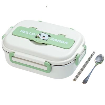 Ericetion Stainless Steel Lunch Box, Insulated Food Container, Microwave-Safe Bento Box with 5 Compartments and Cutlery Set for Kids