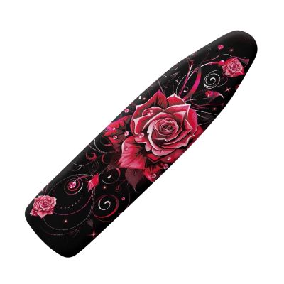 Black and Red Floral Ironing Board Cover 140 x 45 cm, Elastic and Heat-Resistant