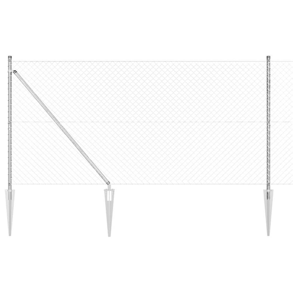 Chain-Link Fence with Posts, Silver, 1.2 x 10 m, Steel