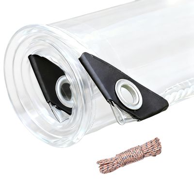 Transparent Weather-Resistant Tarp 250 x 485 cm, Waterproof, for Garden, Camping, Balcony & Gazebo