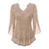 Women's Sequin Blouse, Long-Sleeve Glitter Top with V-Neck view 2