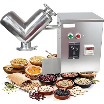 DPDZSW 2-Liter Laboratory V-Type Dry Powder Mixer for Powders and Granules, 304 Stainless Steel, 360° Rotating Drum