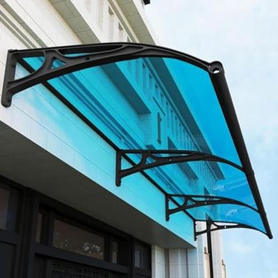 Aluminum Door Canopy with Side Gutters, 100 x 100 cm, Tea Color