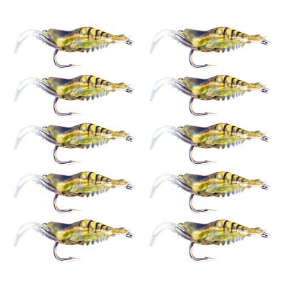 Funien 10-Piece Soft Shrimp Fishing Lures, Sinking Perch Baits