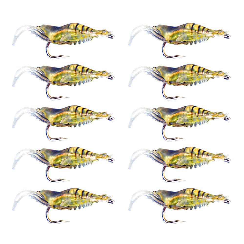 Funien 10-Piece Soft Shrimp Fishing Lures, Sinking Perch Baits