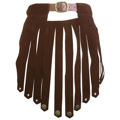 Women's Brown PU Leather Viking Skirt Costume
