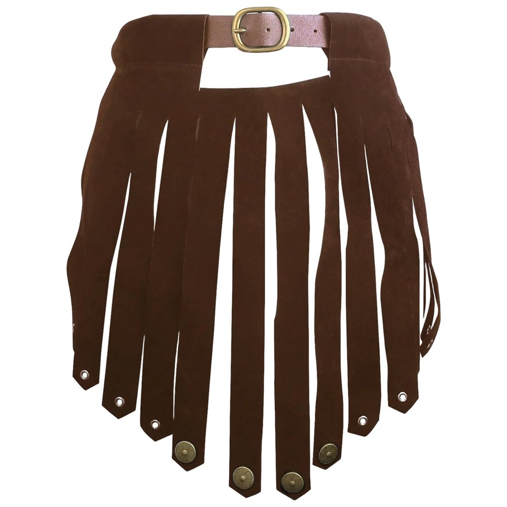 Women's Brown PU Leather Viking Skirt Costume