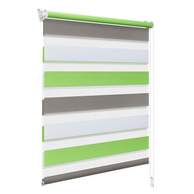 WOLTU Double Roller Blind, No-Drill Clamp Mount, 80 x 130 cm, White/Green/Gray