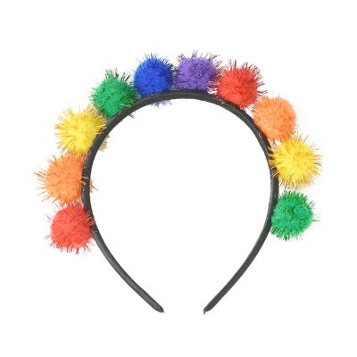 Rainbow Pom-Pom Headband for Women