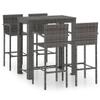 Holamys 5-Piece Garden Bar Set with Armrests, Gray Poly Rattan, 100 x 60.5 x 110.5 cm view 2