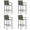 Holamys 5-Piece Garden Bar Set with Armrests, Gray Poly Rattan, 100 x 60.5 x 110.5 cm view 3