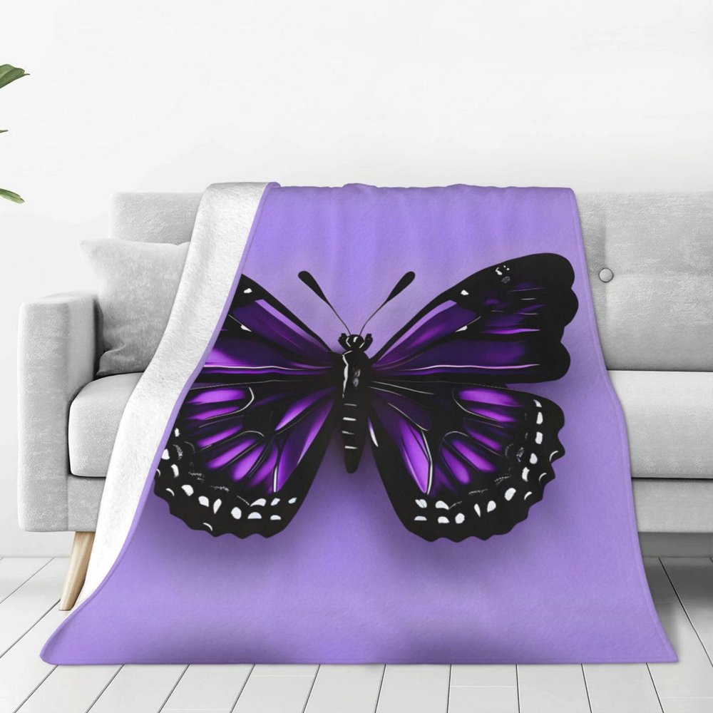 Ouyniei Dreamy Purple Butterfly Print Ultra-Soft Blanket