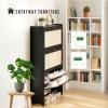 Narrow Shoe Cabinet with Adjustable Shelf, 2 Flip-Down Drawers, Modern Black Design, 70 cm view 3
