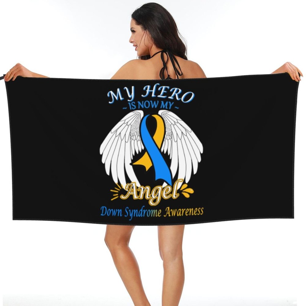 Syndrome Awareness “My Hero Is Now My Angel” Microfiber Beach Towel