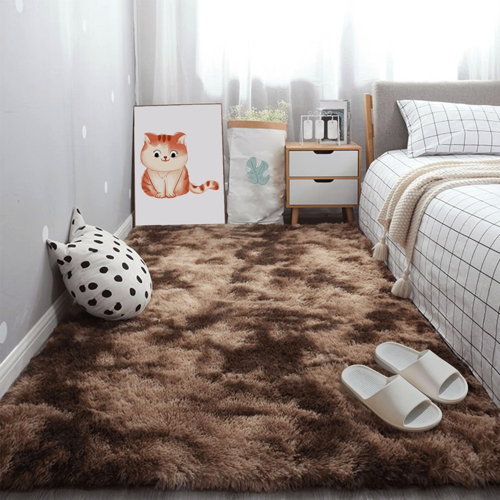 GOUBAN High-Pile Plush Rug 200 x 200 cm, Cozy Living Room Rug, Brown